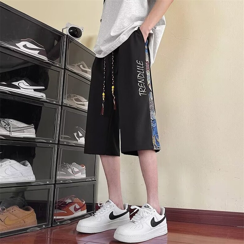 美式休闲运动七分裤男夏季宽松直筒潮牌大码短裤1001-1-DK13-P32图片
