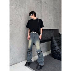 网图新款260G高品质圆领垫肩短袖T恤可二开有大码潮DJ901-P22，男装T恤，电商C310-1