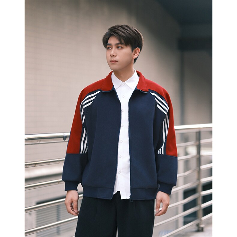 抖音得物高品质美式高街重磅结构织带拼接撞色立领卫衣外套CM41，女装短外套，电商A486-1