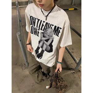 美式复古人像印花短袖男夏季欧美潮牌重磅t恤cleanfit宽松，男装T恤，星座516A