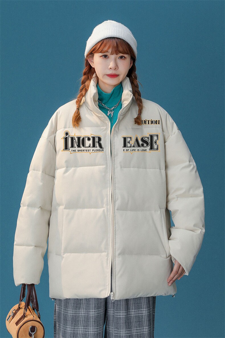 中性22秋冬新品港风潮牌字母印花立领面包服棉衣外套MY64P85控99,男装棉衣,A247A