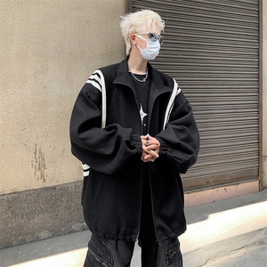 美式复古翻领宽松撞色拼接夹克外套棒球服冲锋衣B289-JK180-P105图片