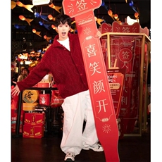 现货MY29-P88韩系麻花形高领红色毛衣，男装针织衫/毛衣，星座1501-3
