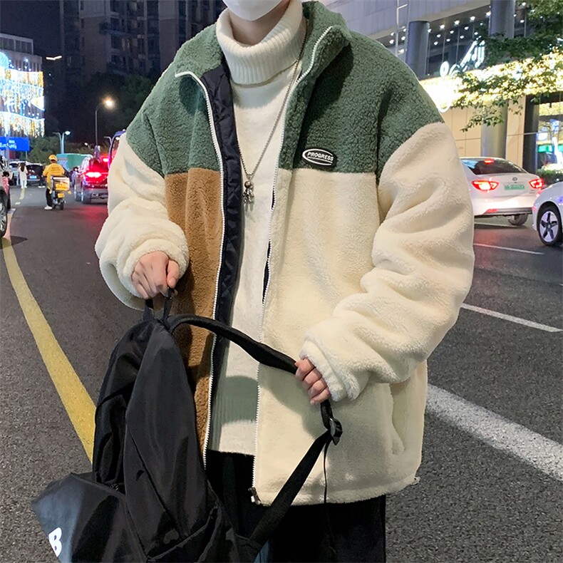 冬款加绒加厚棉衣羊羔绒外套港风ins男装上衣保暖男 MY104P95图片