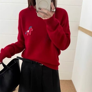 2025年秋季时尚百搭通勤简约休闲平面小马，女装针织衫/毛衣，珍珑羊绒