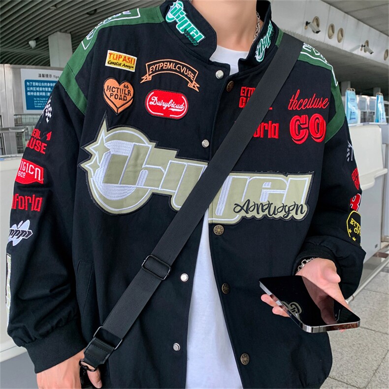 2023春秋季韩版宽松美式赛车服百搭潮流夹克衫棒球服  W5251-P70图片