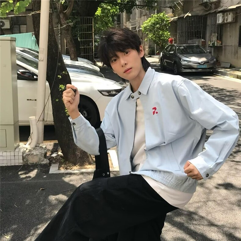 现货DJK9225-特批58春秋浅蓝色外套男新款夹克,男装夹克,星座603-2