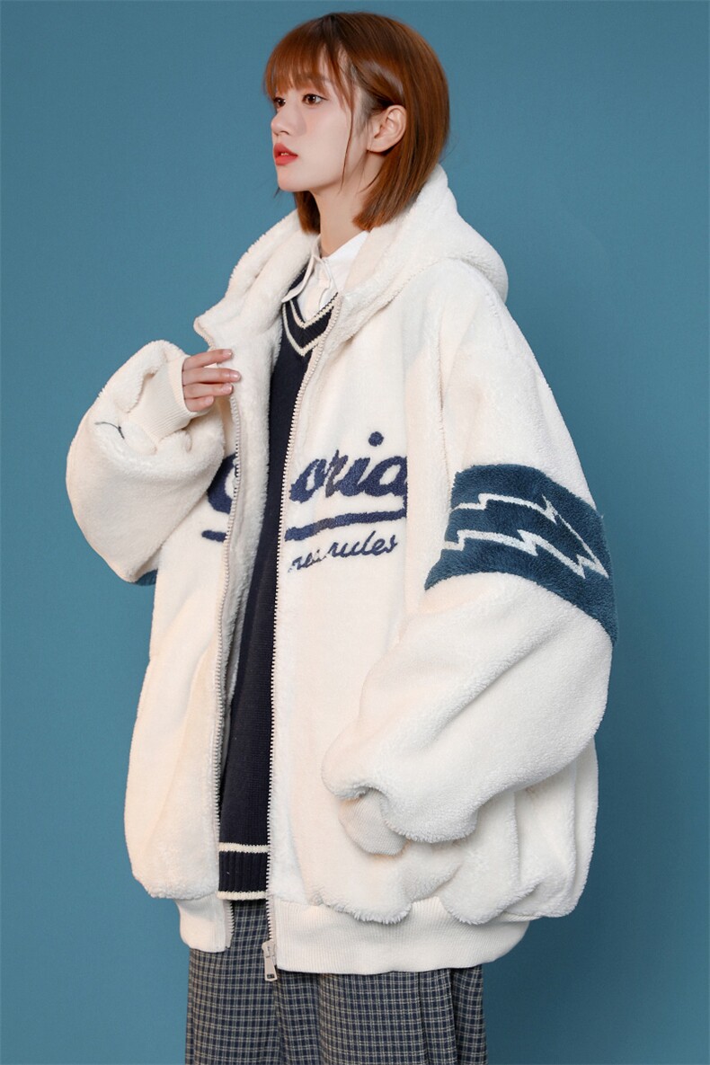 2024冬款加绒加厚棉衣羊羔绒毛巾绣连帽外套男女920-P110控价158,男装棉衣,电商A441-1