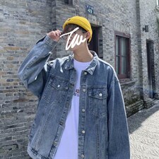 牛仔外套新款超火港风韩版潮流宽松休闲夹克百搭长袖上衣JK31-P55图片