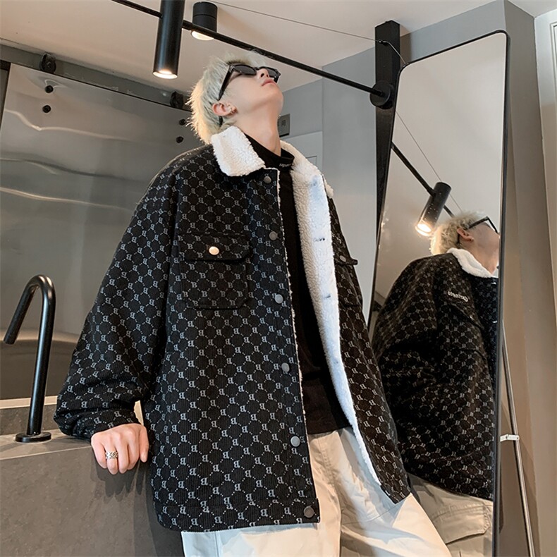 羊羔绒外套男女同款冬季加绒加厚棉服美式高街棉袄A170-M882TP100,男装棉衣,电商A170