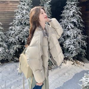 新款 现货   拼接针织羽绒服图片