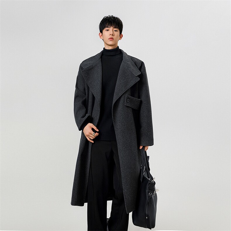 原创毛呢大衣男中长款风衣男长款大码男F729款P125数据白底C，男装风衣，星座401