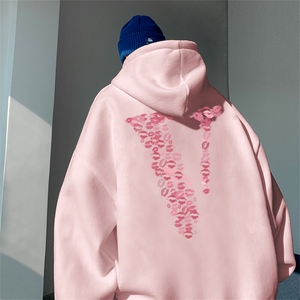 加绒印花连帽卫衣图片