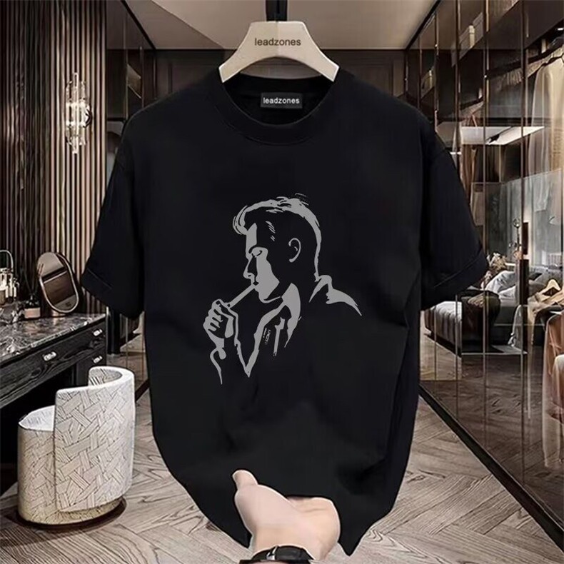 高品质纯棉短袖t恤男帅气简约纯白男衫圆领半袖潮流薄款体恤,男装T恤,星座218-1（原230）