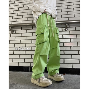 美式高街3工装直筒裤男潮牌hiphop阔腿拖地裤XZ211-1-K2202-P65图片
