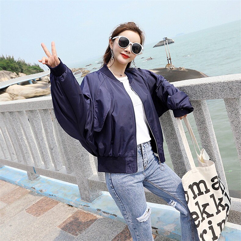 黑色外套女春秋2025年新款学生宽松薄款bf棒球服ins港风夹克短款,女装短外套,帛香坊