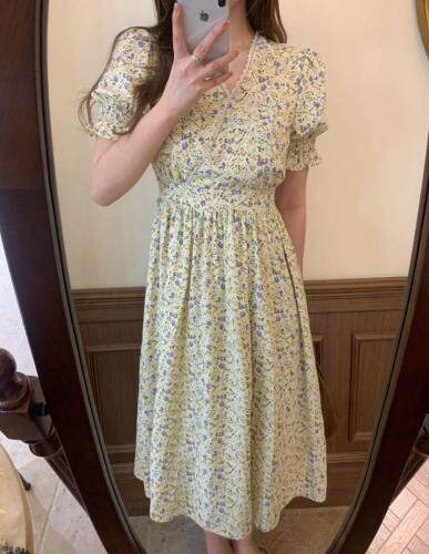 现货独屿夏季碎花连衣裙，女装连衣裙，独屿