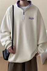 刺绣摇粒绒卫衣D5237-TP50控价68冬季加绒加厚宽松翻领套头外套，男装卫衣，电商A102-1