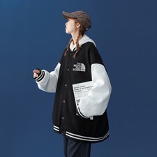 中性风2022秋季新款设计感潮牌印花宽松棒球服夹克--G95p65控88，男装夹克，A247A