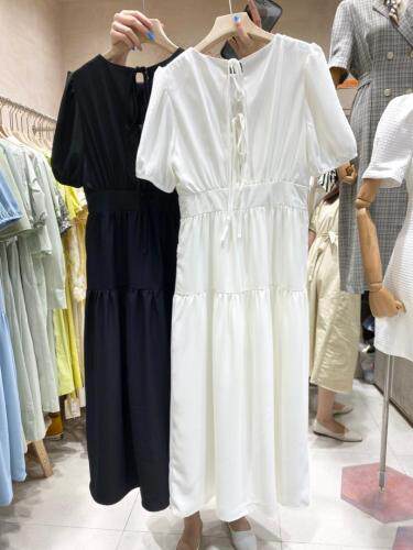 现货!背后系带泡泡袖收腰连衣裙，女装连衣裙，FUXINXIN 福歆歆