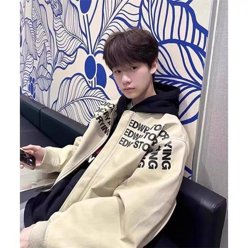 欧美街头满印外套男生春季痞帅高级感嘻哈棒球服潮牌潮流廓形夹克,男装夹克,星座506A