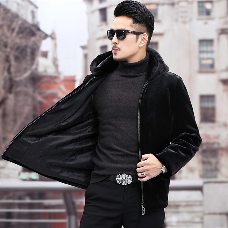 D208869新款2021男式连帽外套仿金貂绒保暖夹克P276，男装夹克，电商B360