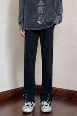 B221美式ins高街小众排扣拉链牛仔裤LK22073-P60控78，男装牛仔裤，电商B221