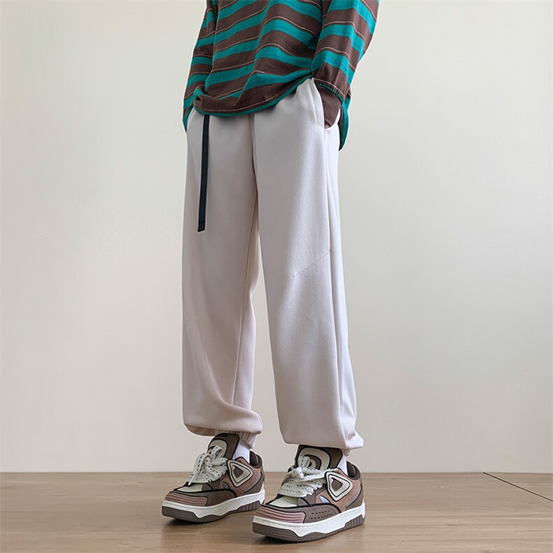 港风秋冬长裤宽松休闲扣带松紧腰束脚卫裤K23303-P40控58,男装休闲裤,星座717