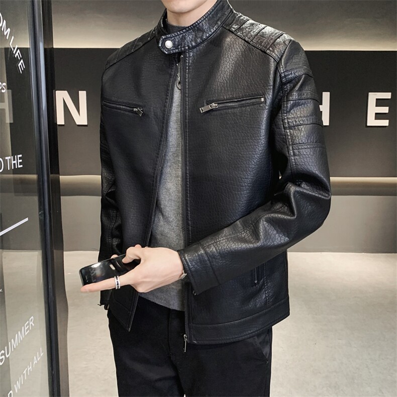 2022秋冬新款男士立领机车皮衣外套男8812,男装皮衣,天晨