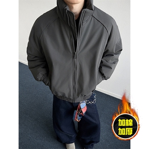 现货美式高街休闲棉衣夹克三防立领纯色户外工装加厚棉服外套图片