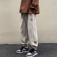 2024秋冬新款港风宽松麂皮绒束脚休闲裤运动裤K239-P52，男装休闲裤，星座914-3