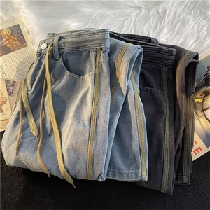 阔腿牛仔裤男直筒美式oversize裤子高街垂感拖地休闲裤N3114-P45