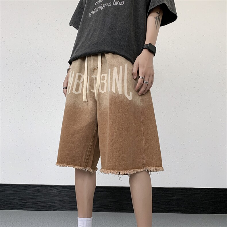 工装牛仔短裤男夏季薄款中裤美式街头宽松运动五分裤N05506-P43,男装牛仔裤,星座308B-1