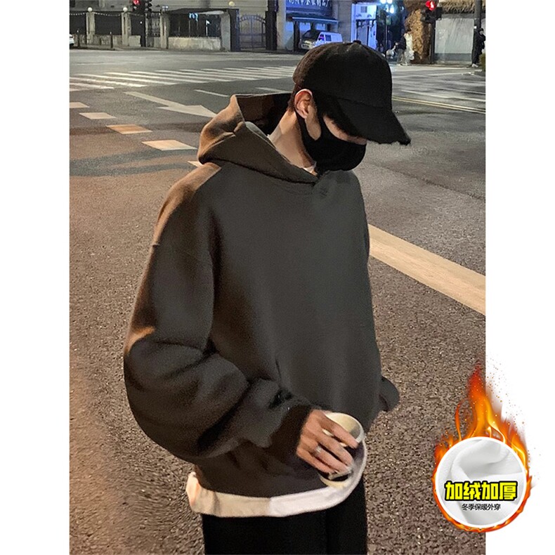 480G重磅加绒加厚硬挺boxy男女秋冬美式高街短款结构廓形连帽卫衣，男装卫衣，电商A486