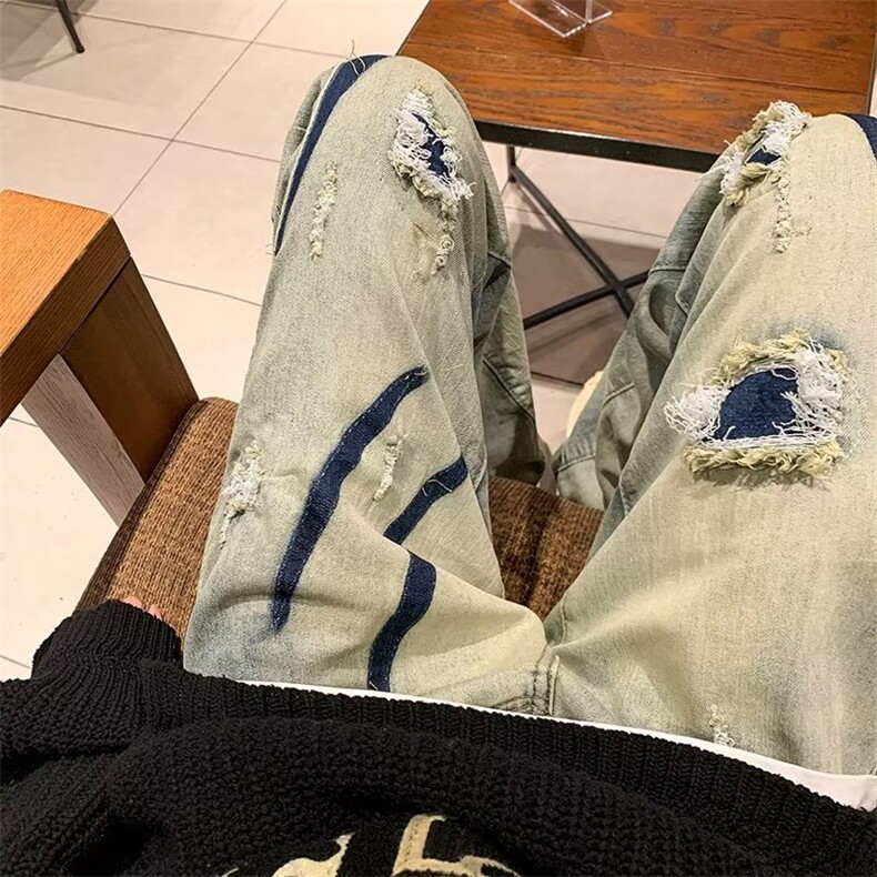 牛仔裤男春季潮大码休闲裤子高街G3089P43图片