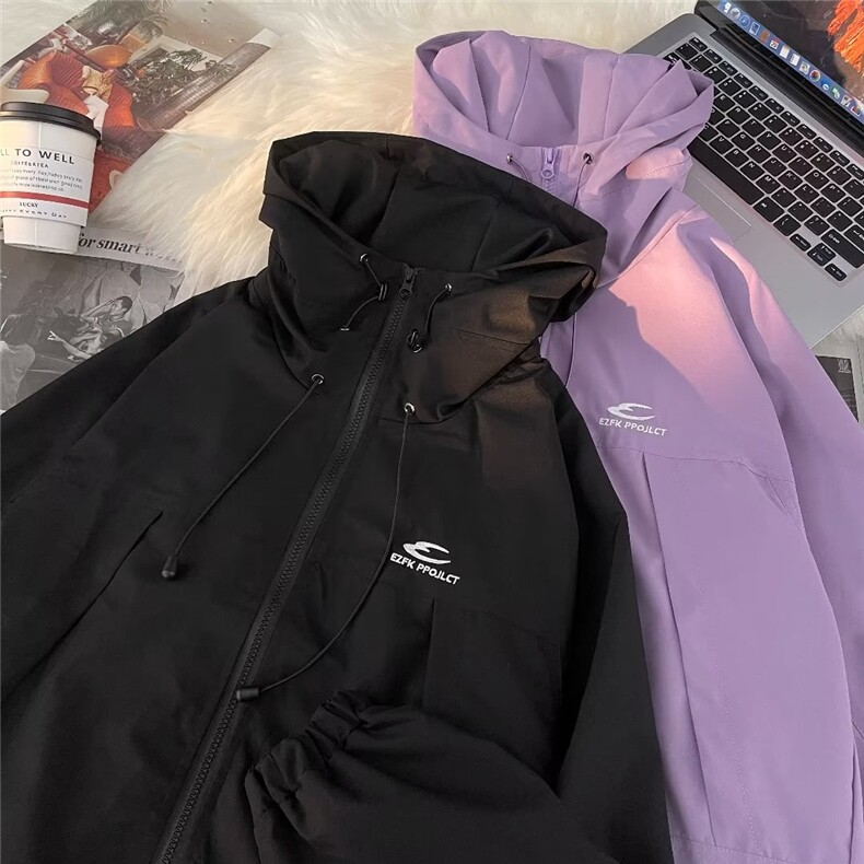 美式户外登山冲锋衣外套女春秋宽松潮牌夹克情侣棒球服W5165-P60,男装夹克,星座412-3