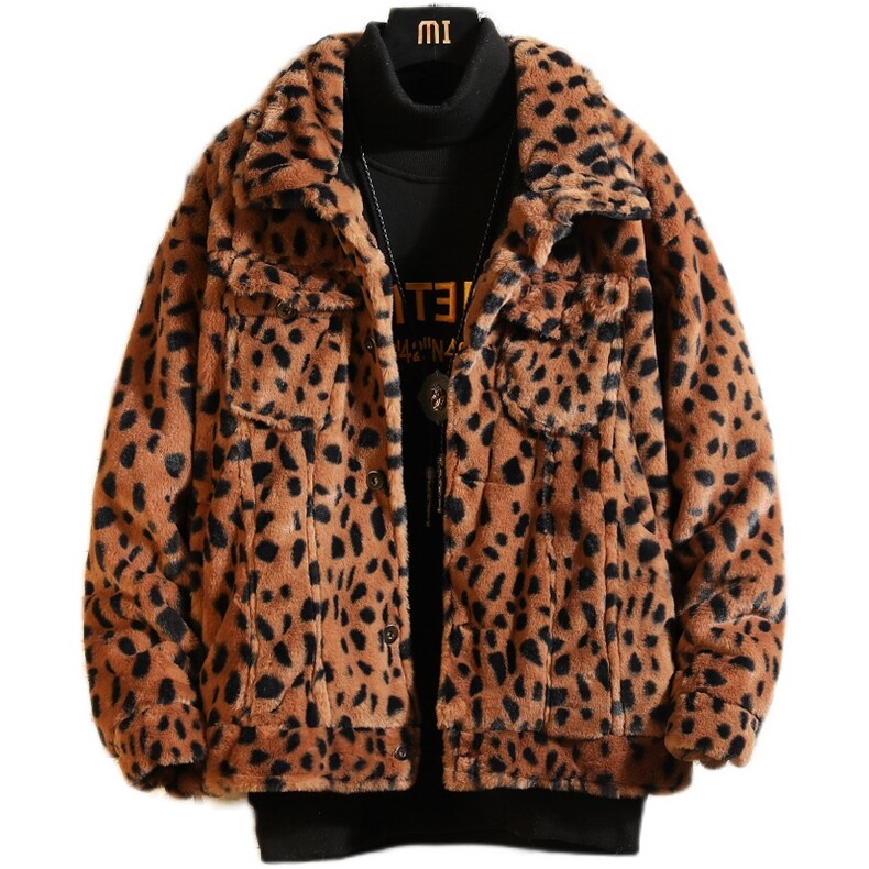 秋冬情侣款宽松工装豹纹外套mj209,男装棉衣,电商B288