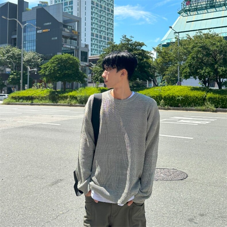 816B-MY017-P75韩风ins简约慵懒纯色毛衣cleanfit,男装针织衫/毛衣,星座816B