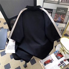 得物300克重磅纯棉宽松撞色打底短袖拉链POLO衫T恤男RH5035-特P40，男装T恤，星座610B-1