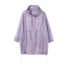 2024夏季轻薄透气连帽防晒衣女大版宽松拉链薄外套防晒开衫中长款，女装防晒衣，可可小西