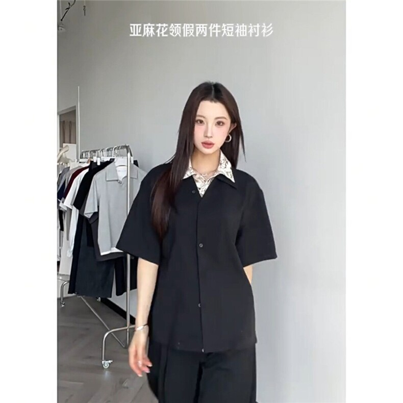 网络图慎用 图片只做展示大货已到翻领假两件衬衫DCS78045P65控98图片