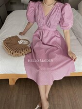 碎花长款连衣裙，女装连衣裙，BLACK