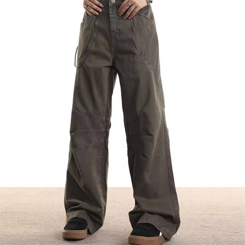 美式高街复古工装裤男女潮宽松直筒微喇叭拖地休闲裤X109-P56，男装工装外套，星座208-5