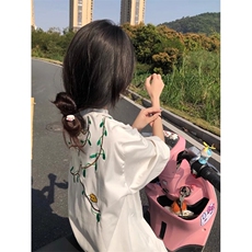 万针全刺绣工艺高品质260克纯棉双纱美式宽松百搭短袖T恤特P33，男装T恤，电商A486-1