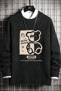 加厚加绒毛衣男大码毛线衣男针织衫 M19352-P45 加绒款-P65 网格图片