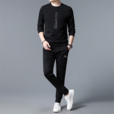 SA3033-2钱塘2020-2中青年男士冬季厚款圆领卫衣休闲套装P137，男装休闲套装，钱塘207-2