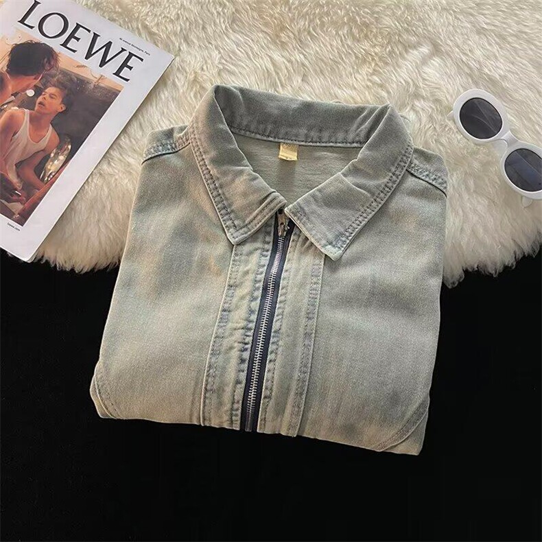 春秋水洗牛仔外套男士新款痞帅美式翻领上衣宽松时髦外套6288P67,男装夹克,星座410-2