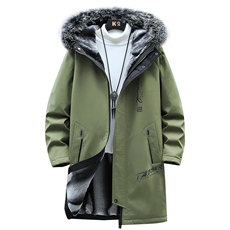不断货男士派克服中长款棉衣加绒加厚风衣连帽外套JR917-P90，男装风衣，星座301D(原星座1004-8）