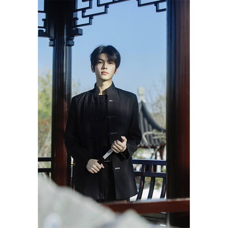 新中式男装风垫肩西装盘扣外套男春秋民学生装唐装XW29，男装西服，星座1116A（原606A-3）