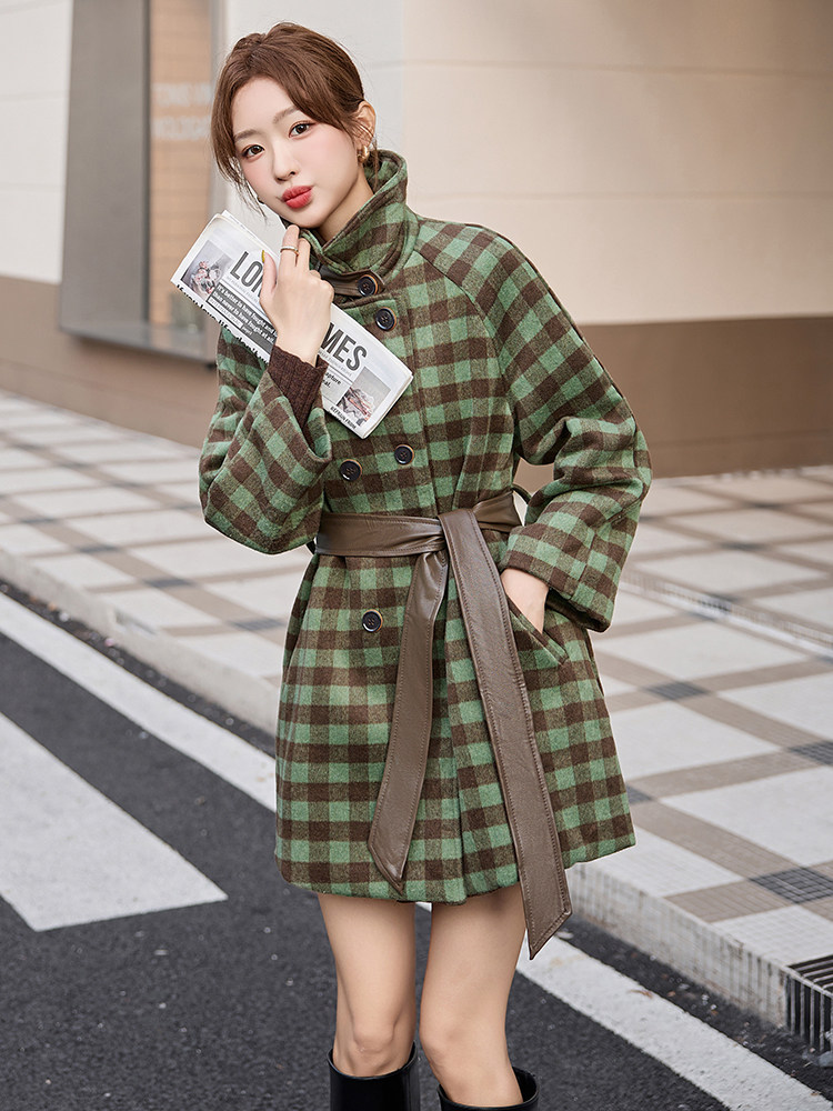 现货主推简约时尚减零斗篷小个子加厚保暖一件过冬外套送腰带,女装毛呢外套,韩美纤衣
